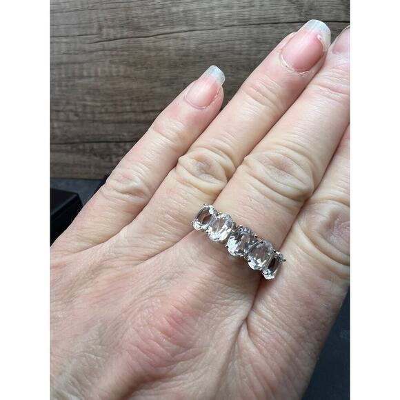 NEW Goshenite 5 stone Sterling silver ring size 8 - Picture 4 of 15